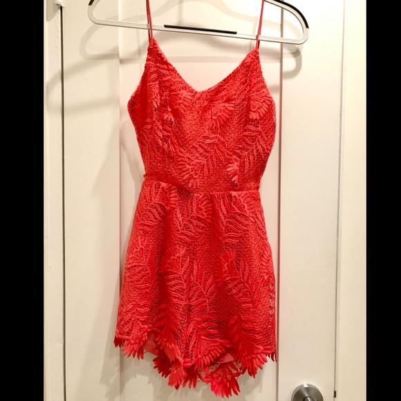 LOVERS + FRIENDS Songbird Romper in Coral • XS - Picture 4 of 7